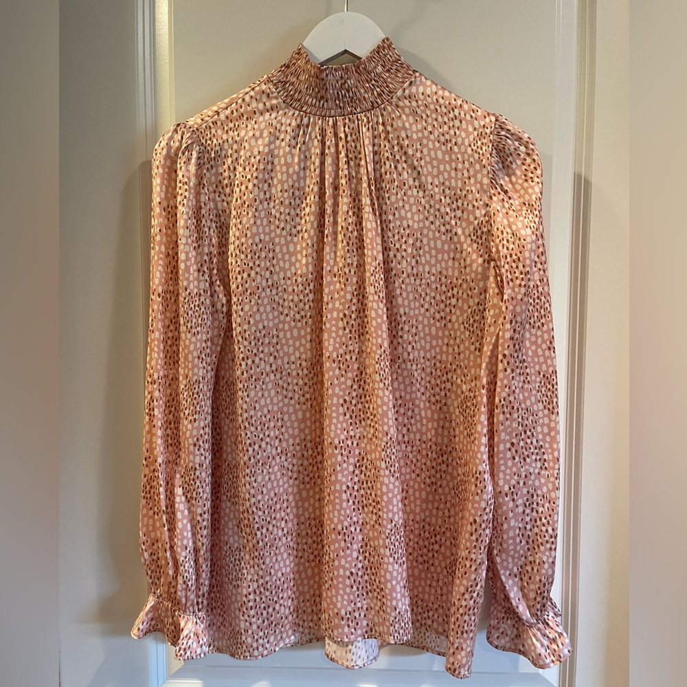 Tucker Pink High-Neck Satin Blouse